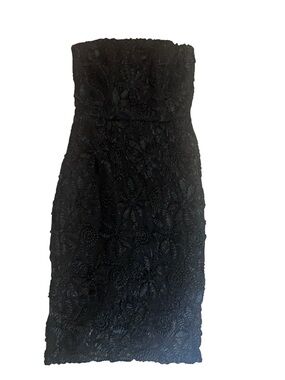 Adelyn Rae Strapless Black Floral Lace Sheath Dress Size XS
